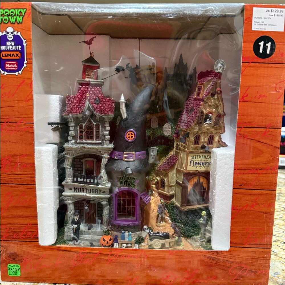 Lemax Spooky Town Halloween Village with Red and Purple Accents